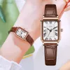Montre-bracelets Fashion Rectangle Quartz Wrist Watch For Women Luxury Marque Roman Dial en cuir 30m Résistance Water Resistance Matchs Horloge D240417