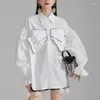 Camicette da donna design a prua manica corna camicia lunga femmina primavera 2024 coreana chich blegola semplice camicetta casual tops slim women busas