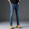 Jeans masculinos Spring Autumn Fashion Business Men Straight Slim todos se encaixam em calças de calças casuais soltas de marca