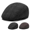 Berets Herbst und Winter Herren Baskenmütze warme Schutzhaar -Tweed -Kappe Sonnenschutzwatte Kappe Oktagonale Mütze Old Man Forward Cap Maler Cap D24417