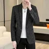 Abiti da uomo Elegante giacca per abito slim-fit blu grigio nero con blazer con la chiusura a taglio a taglio a taglio a coglione per Spring Autumn