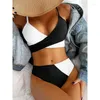 Swimwear Women 2024 Sexy Bikini Set Sweet Cross Femme Colorbock Biquini