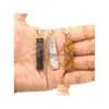 Hänge halsband jln druzy agate long bar rec geode kvarts stenhängen med mässingskedja smycken för män kvinnor släpp leverans dhvan