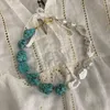 Choker onregelmatige natuurlijke blauwe turquoise shell kralen ketting voor haar Boheemse handgemaakte sieraden korte cadeau