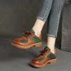 Casual Shoes Koznoy Women Skate 2CM Genuine Leather Autumn Lace Up Summer Breathable Ethnic Board Soft Flats Ladies Loafers Mixed Color