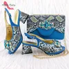 Платье обуви 2024 Дизайн Slingback Pumps сочетать ручную сумку в синем цвете удобные каблуки африканский высокий качество
