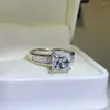 Clusterringe 3CT Prinzessin Cut Moissanit Ring für Frauen und Farbe VVS1 Diamond 925 Sterling Silber Au750 Plattiertes Ehering Fine Schmuck