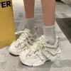 Zapatos casuales Plataforma Mujer transpirable Mesh 2024 Summer Chunky Sneakers 6 cm Cajas ocultas Tacones Hollow Leisure Mujer