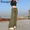 Women's Jeans Y2k Low Rise Straight Cargo Pants Casual Drawstring Green Panelled Mom Women Streetwear Lace Up Baggy Wide Leg Sweatpants