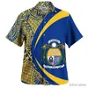 Herren T-Shirts Vintage Sommer 3d Die Republik Nauru National Flagge gedruckte Hemden Nauru Emblem Grafik Kurzhemden Männer kühle Kleidung Kleidung