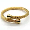 Moda kadın erkekler bükülmüş kablo bilezikleri renkli gül altın çelik kalın kablo tel manşet bilezik pulseiras mücevher 240327