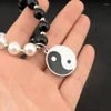 Choker Chokers Tai Chi Yin Yang Pendant Charm White And Black Pearl Necklace Stainless Steel For Women Men Jewelry Vintage203S