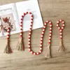 Decorative Figurines 3PCS Wood Beads Tassels Cotton Garland For Party Home Baby Shower Birthday Decor Wall Hanging Po Prop Easter Day Banner