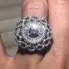 Cluster Rings Big Sparkling Simulation Diamond Cocktail для женщин роскошный цветок 925 серебряный серебряный серебряный подарки женского кольца подарок