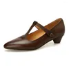 Dress Shoes Fedonas retro T-gebonden vrouw pompen echte lederen lente zomer volwassen kantoor dame werkende vrouw basisaankomst