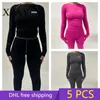 Women's Two Piece Pants 5 Pcs Wholesale Bulk Items Slim Long Sleeve Top Sports Suit Yoga 2024 Fall Fashion Pant Sets For Women 2 Set Outfit