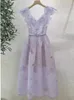 Basic Casual Dresses 2024 New Fashion Purple Elegant Women Sleeveless Summer Dress Ladies Embroidery Flower Party Vestido Female Drop Otsmc
