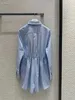 Kobiety Jumpsuits Rompers Designer 2024 Wiosna/lato Nowy wiek mody zmniejszający małe i świeże niebieskie koszulę Elastyczne kombinezony Talii LC13