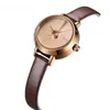 Wristwatches High Quality Vintage Round Small Dial Brown Belt Quartz Watch For Women Elegant Woman Digital Girls