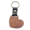 Tornari percorsi in legno PU Leather Keychain per uomini Donne Torchia a sospensione rotonda a forma di cuore per le chiavi Accessori per gioielli D240417