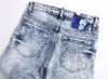 Designer jeans shorts mens mörkblå denim rippade korta byxor mode hål byxa oss storlek 30-38 hip hop nödställda dragkedja byxor för hane