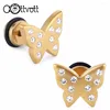 Boucles d'oreilles goujons Filles Crystal papillon Boucle d'oreille en acier inoxydable pour les femmes 2024 Boucges d'oreilles Couleur plaquée ES252