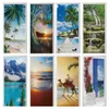 Stickers Forest Blue Landschap Strand Deur Green Home Decor Tropische planten Wolk Wall Decorations Living Room 3d Decal Art Mural 240329 ATIONS