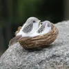Simulação de ovo de madinho de aves de passarinho Modelo de animais de figura Artificial com ovos Definir decorações de jardim em casa 240416