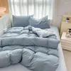 Conjuntos de roupas de cama de cor sólida de quatro peças para crianças e adultos cama de casal grande travesseiro de lençol de edredom