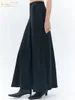Arbetsklänningar Clablive Fashion Loose Black Satin 2 Piece Set Women outfit 2024 Elegant långärmad skjorta med hög midje kjol set kvinna