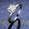 Anelli a grappolo Yanleyu Certificato 1,2ct D Colore Princess Cut Moissanite Engagement Ring per donne Solid 18K Oro in oro oro gioielleria fine