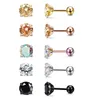 Studörhängen 2024 Simple rostfritt stål Kristall för kvinnor Män 4 Claw Tragus Round Transparent Cubic Zirconia