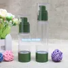 Butelki do przechowywania 30 ml 50 ml małe zielone zielone przezroczyste butelki bezczelne butelki kosmetyczne pojemnik na pompę balsamową plastikowa