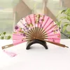 Decorative Figurines Chinese Style Bamboo Windmill Folding Fan Fans Flower Pocket Hand Round Circle Wedding Party Decor Gift