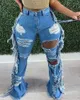 Jeans femminile femminile con cerniera strappata pantaloni a fagare a tutta lunghezza femminile High Street Aumenta i pantaloni 2024
