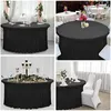 Table Cloth 15PC Ruffled Round Tablecloth Spandex Wedding Covers Lycra Stretch Skirt Linens Affairs Party Event Decoration