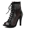 Chaussures de danse Bureau de la cheville Prom Lady Sexy Stilettos High Heels Footwear Femmes Noir pour les bottes pour femmes latin