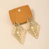 Boucles d'oreilles Stud Huanzhi Design de mode exagéré grand pour les femmes Geometric Square Hollow Retro Jewelry Gifts Wholesale 2024