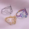 Cluster Rings 10PCS Stainless Steel Lotus Hamsa Hand Ring Women Amulet Of Fatima Finger Vintage Jewelry Birthday Gift For Friends