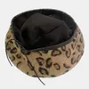 Berets Womens Leopard Print Hat Fashion Beret Vintage Hats Leopard Felt Hat Beanie Girls Cap французские береты с регулируемой веревкой D24417