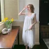 Women's Sleepwear Nightdress Sleeveless Solid French Style Ladies Cute Nightgowns Princess Dress Vintage For Female 2024