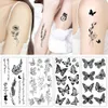 1 Sheet Black Flower Butterfly Temporary Tattoos For Women Men Wild Plant Fake Tattoo Sticker Adults Face Hands Body Art Tatoo 240408