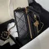 Bolsas de grife mini bolsa de câmera genuína verificação de correntes crossbody ombro de moda feminina com caixa