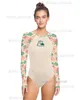 Spelispos Oneapiece strój kąpielowy dla sportowych okrągłych strojów kąpielowych z długim rękawem Surfing Bodysuit Lotard Kobiety Swim Basen Suit 240411