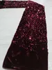 Gold Black Velvet Sequence Lace Fabric African Swiss Voile Embroidery 3D Sequins Net Lace Fabric 5 Yards For Sewing 240408