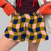 Shorts femminile Donne K carina morbida elastica a bassa vita bassa stampa a quadri bottoni anteriori del pigiama boxer abiti setosi in breve