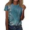 Women's T Shirts Summer Floral Print T-shirt Säljer Fashion Vintage Top Casual runda hals Kort ärmskjorta Mångsidiga kläder