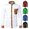 Men's Casual Shirts Men Long Sleeve Shirt Stylish Slim Fit With Stand Collar Office Workwear Print Contrast