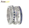 top quality clear blue cubic zirconia engagement band 4 pcs stack stackable women finger 925 sterling silver eternity cz ring9366719