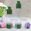 Butelki do przechowywania 30 ml 50 ml małe zielone zielone przezroczyste butelki bezczelne butelki kosmetyczne pojemnik na pompę balsamową plastikowa